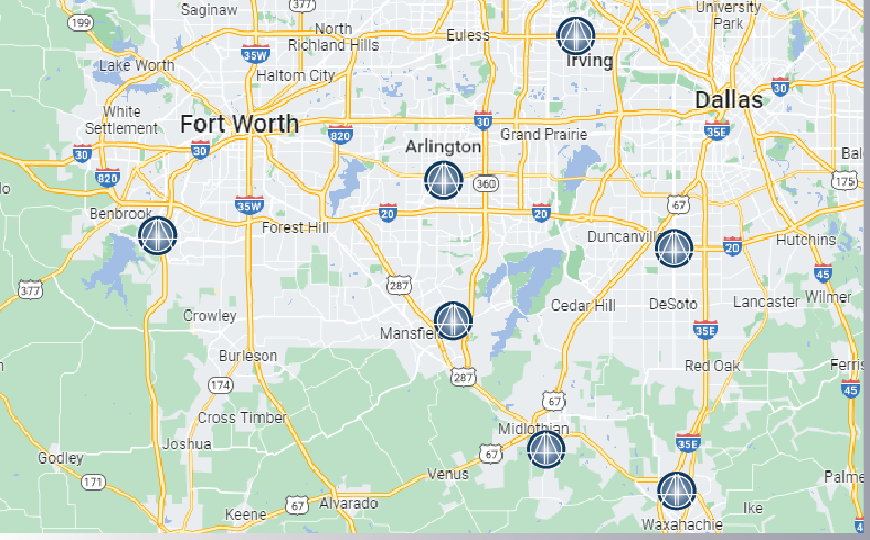 AOA DFW Map AOA DFW Locations