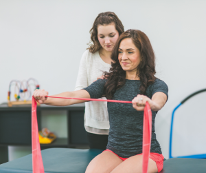 woman doing physical therapy